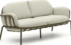 Tuinbanken|Zitbanken-Kave Home Joncols 2-Zits Tuinbank Groen, Beige