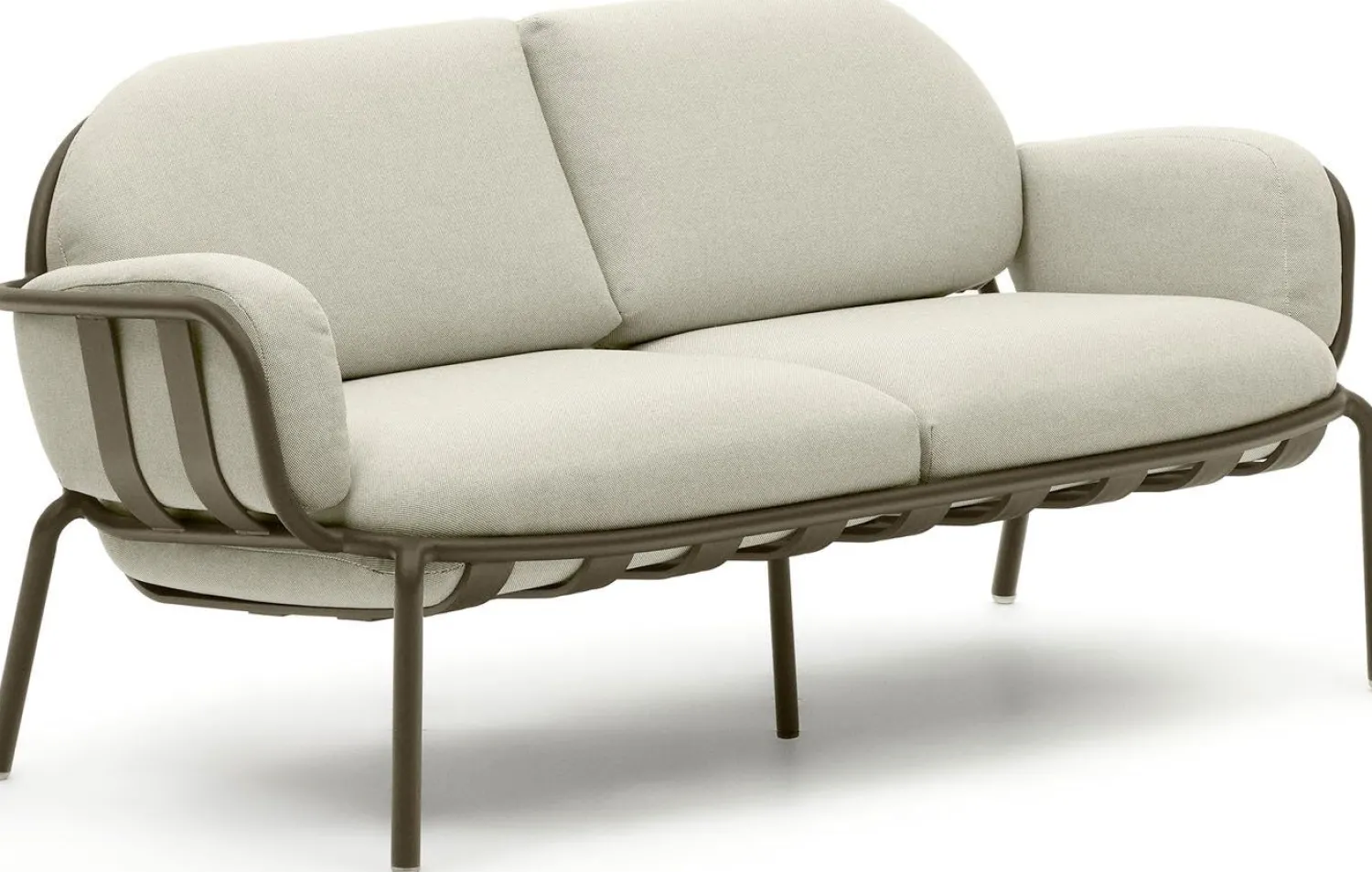 Tuinbanken|Zitbanken-Kave Home Joncols 2-Zits Tuinbank Groen, Beige