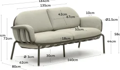 Tuinbanken|Zitbanken-Kave Home Joncols 2-Zits Tuinbank Groen, Beige
