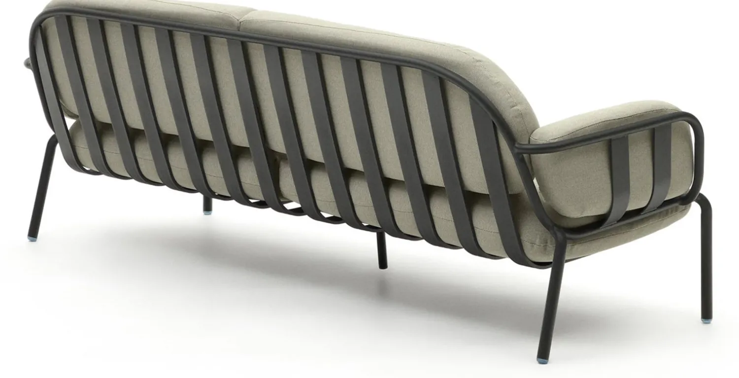Tuinbanken|Zitbanken-Kave Home Joncols 3-Zits Tuinbank Grijs, Beige