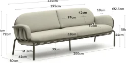 Tuinbanken|Zitbanken-Kave Home Joncols 3-Zits Tuinbank Grijs, Beige