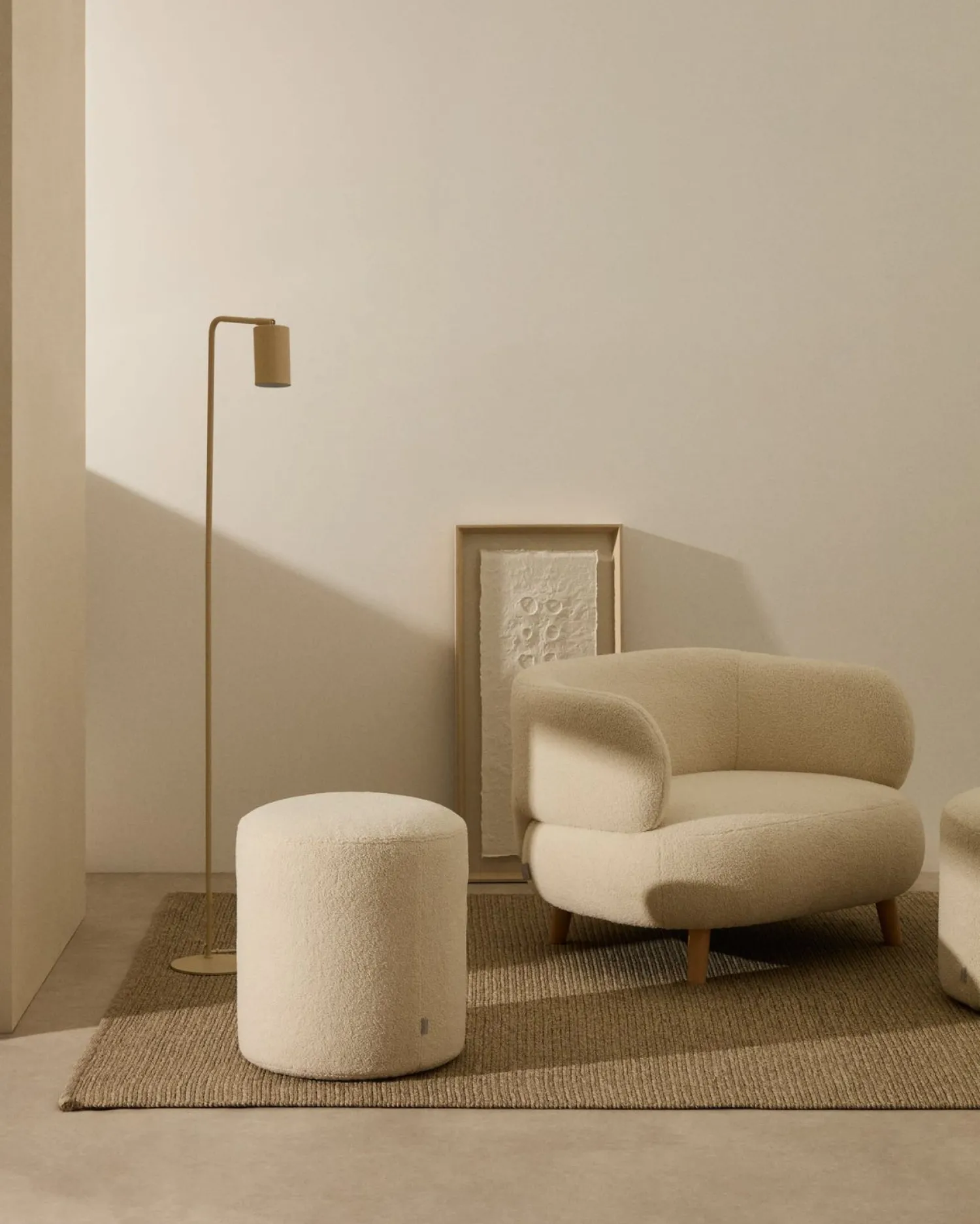 Hockers|Poefs-Kave Home Kaeli Poef Ecru
