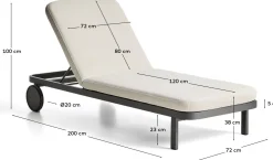 Tuinstoelen-Kave Home Kionia Ligstoel Grafiet
