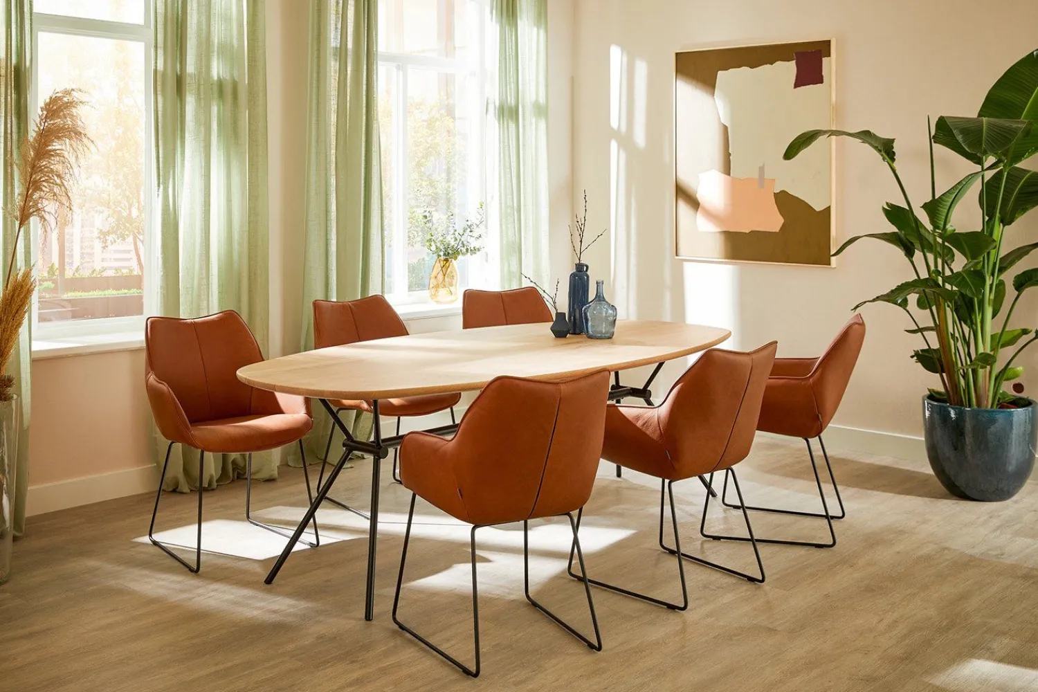 Eetkamerstoelen Met Armleuning-Bree's New World Kiq Armstoel Cognac