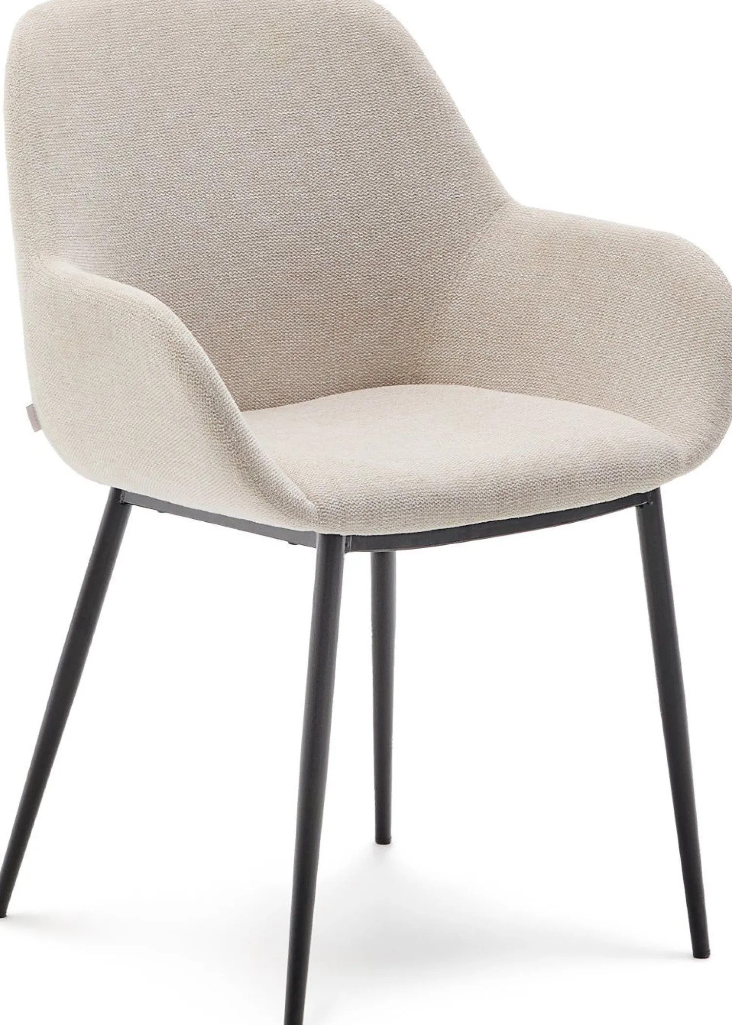 Eetkamerstoelen Met Armleuning-Kave Home Konna Staal Eetkamerstoel Creme, Zwart