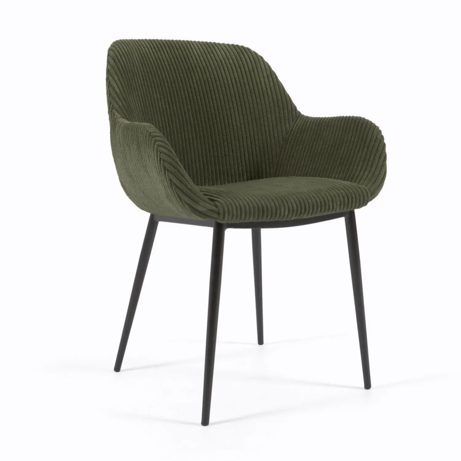 Eetkamerstoelen Met Armleuning-Kave Home Konna Staal Eetkamerstoel Donkergroen, Zwart