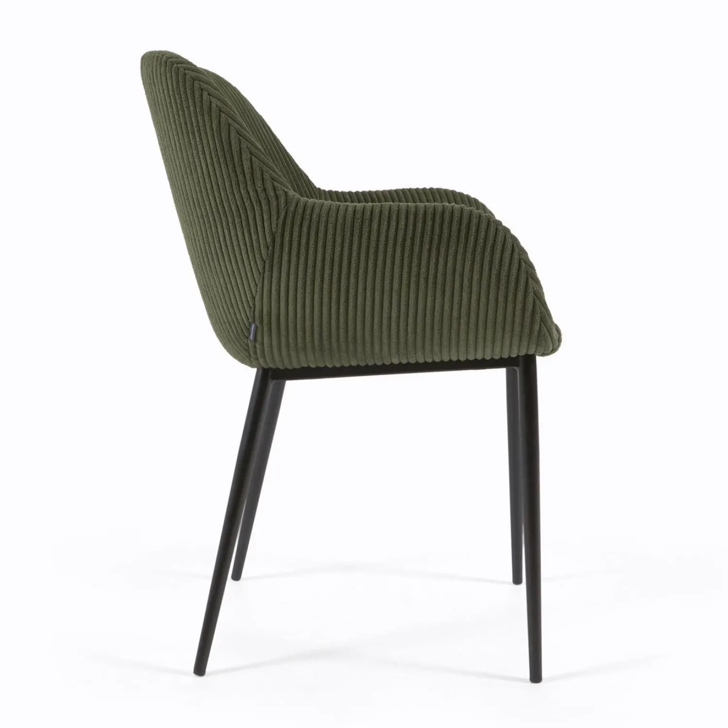 Eetkamerstoelen Met Armleuning-Kave Home Konna Staal Eetkamerstoel Donkergroen, Zwart