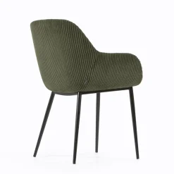 Eetkamerstoelen Met Armleuning-Kave Home Konna Staal Eetkamerstoel Donkergroen, Zwart