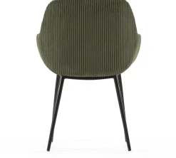 Eetkamerstoelen Met Armleuning-Kave Home Konna Staal Eetkamerstoel Donkergroen, Zwart