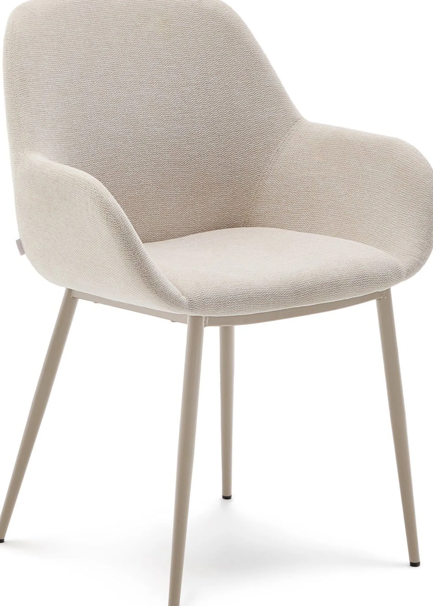 Eetkamerstoelen Met Armleuning-Kave Home Konna Staal Eetkamerstoel Beige