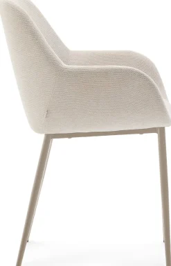 Eetkamerstoelen Met Armleuning-Kave Home Konna Staal Eetkamerstoel Beige