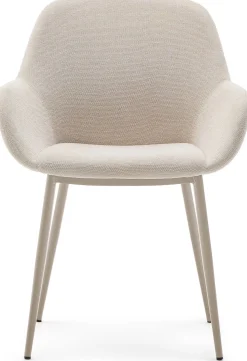 Eetkamerstoelen Met Armleuning-Kave Home Konna Staal Eetkamerstoel Beige