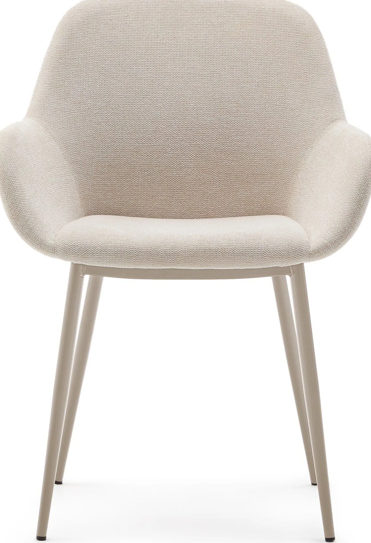 Eetkamerstoelen Met Armleuning-Kave Home Konna Staal Eetkamerstoel Beige