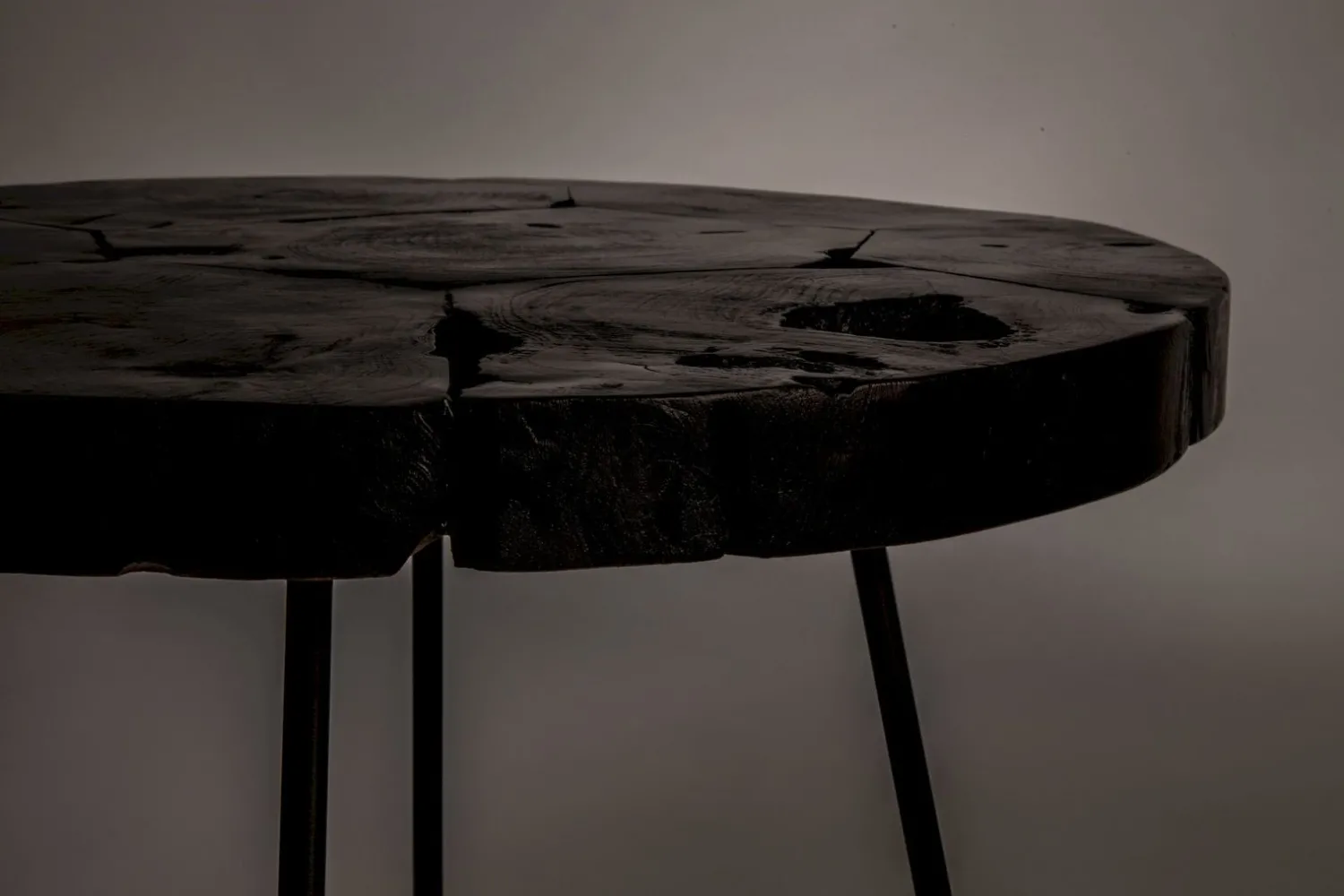 Industriële Bijzettafels|Ronde Bijzettafels-Dutchbone Kraton Bijzettafel Chocolate Black