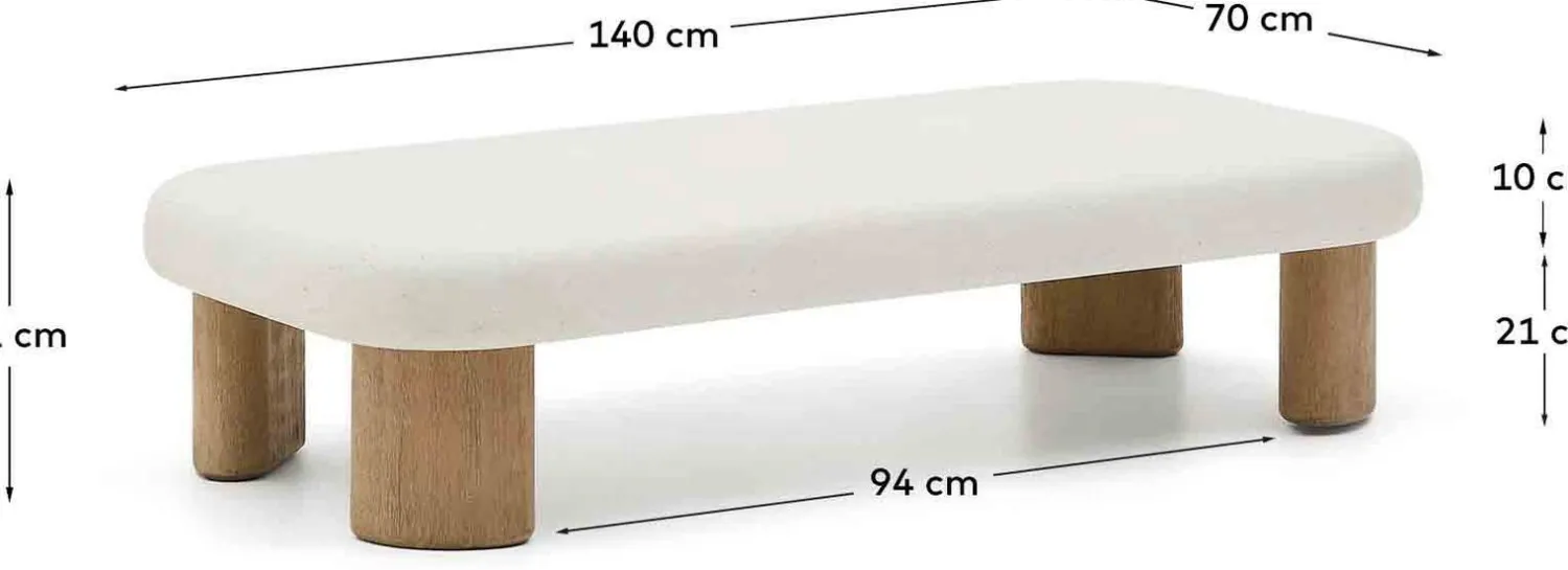 Tuintafels-Kave Home Labra Outdoor Salontafel Wit