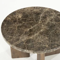 Marmeren Salontafels|Ronde Salontafels-Eleonora Lando Salontafel Bruin