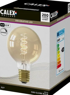 Lichtbronnen|Lichtbronnen-Calex LED Filament Globe Lichtbron Goud