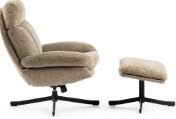 Draaifauteuils|Relaxfauteuils-Feelings Wonen Lenn Relaxfauteuil + Hocker Taupe