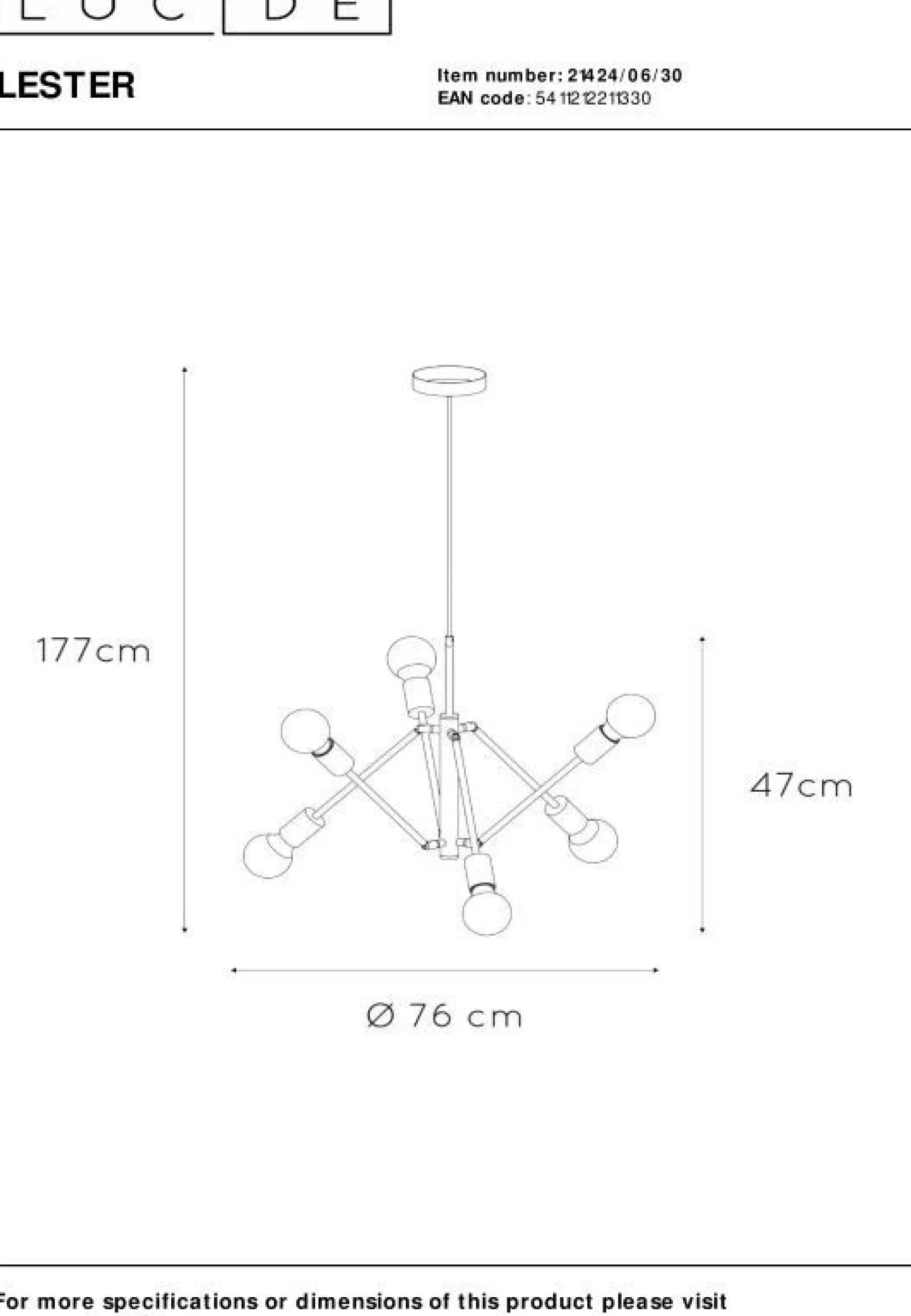 Industriële Hanglampen|Industriële Hanglampen-Lucide Lester Hanglamp Zwart