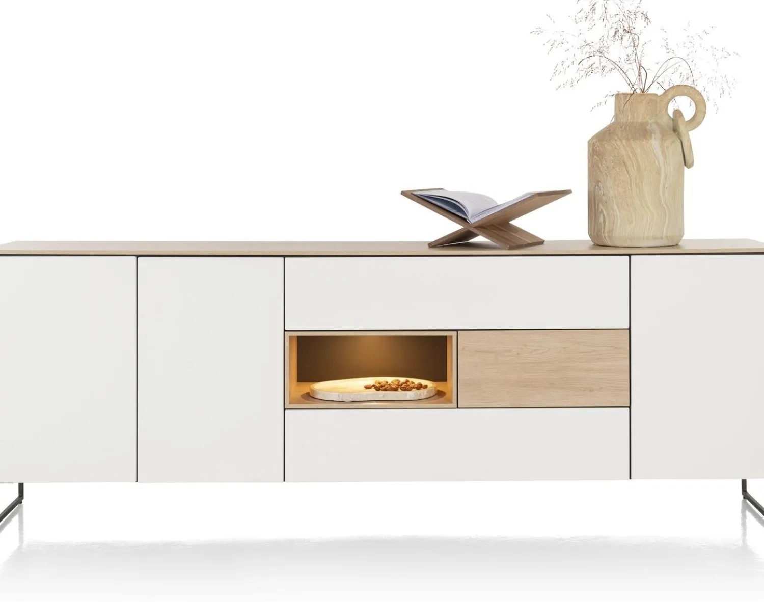 Dressoirs-XOOON Lindfield Dressoir Wit, Naturel