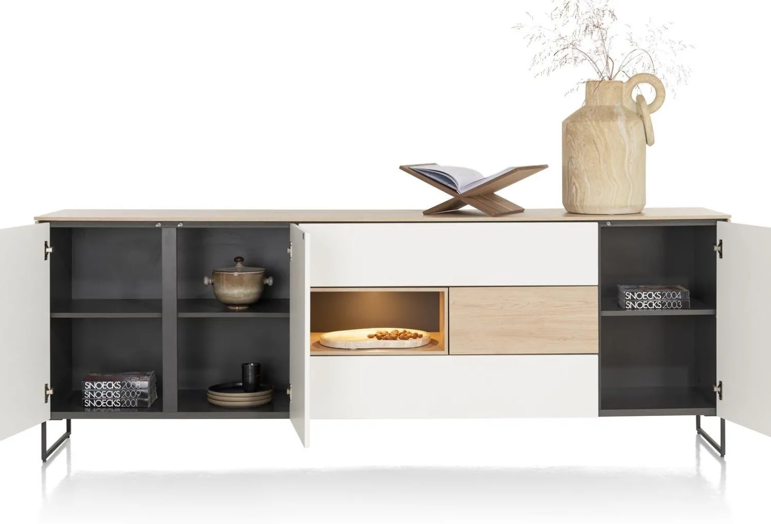 Dressoirs-XOOON Lindfield Dressoir Wit, Naturel