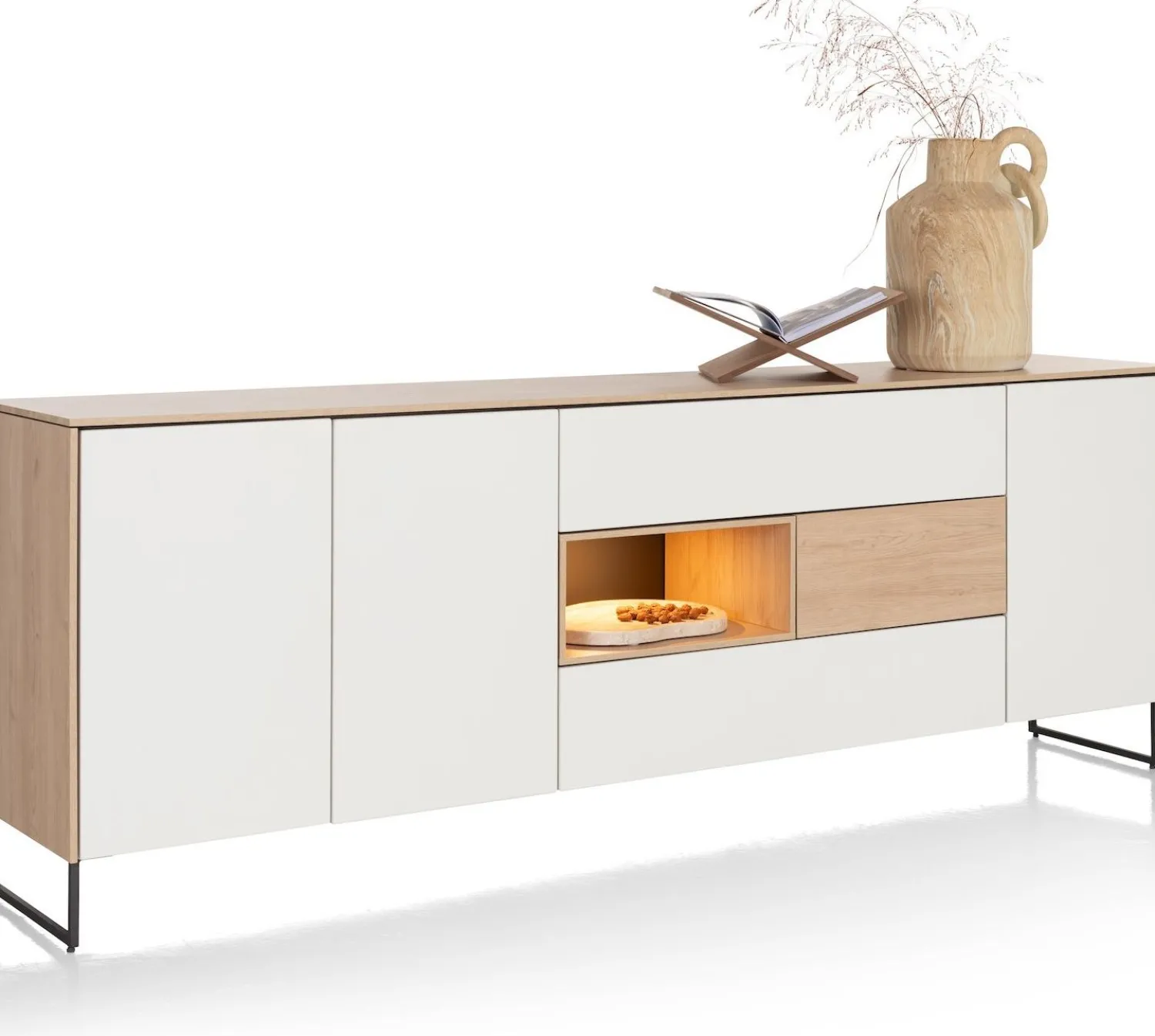 Dressoirs-XOOON Lindfield Dressoir Wit, Naturel