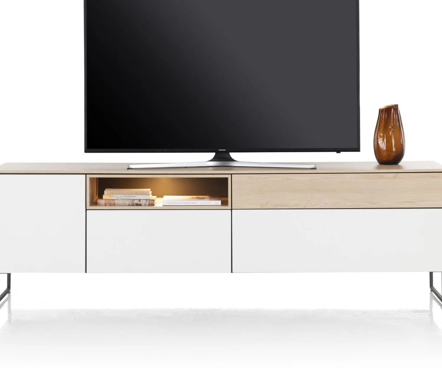 Tv-Meubels-XOOON Lindfield Lowboard Wit, Naturel