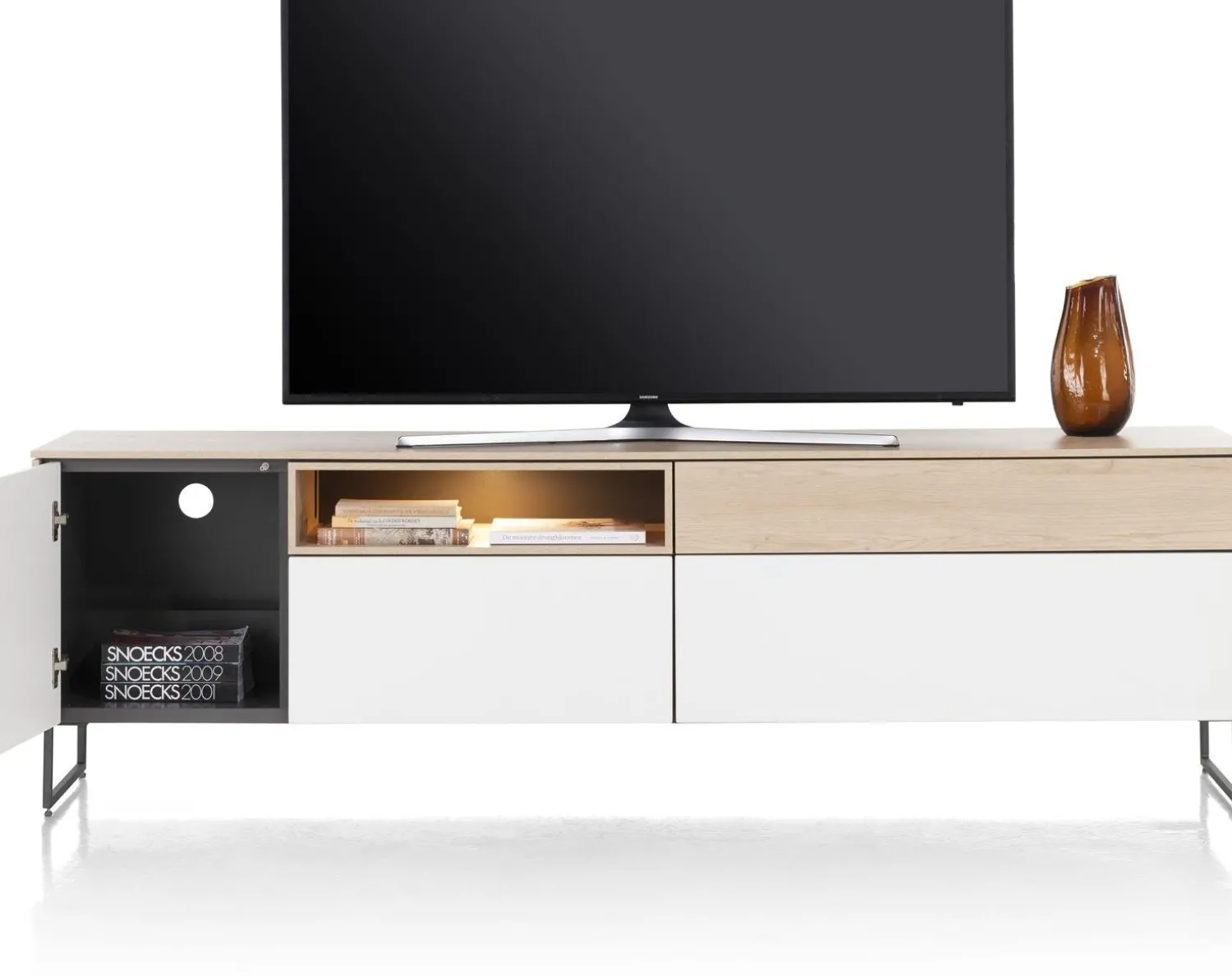 Tv-Meubels-XOOON Lindfield Lowboard Wit, Naturel
