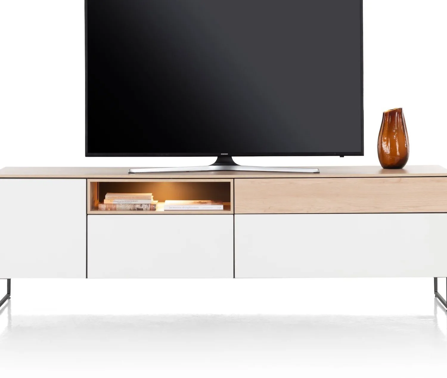Tv-Meubels-XOOON Lindfield Lowboard Wit, Naturel