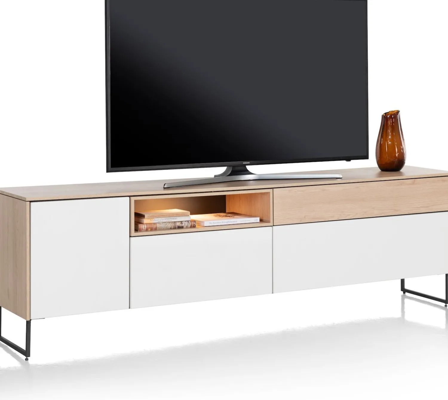 Tv-Meubels-XOOON Lindfield Lowboard Wit, Naturel