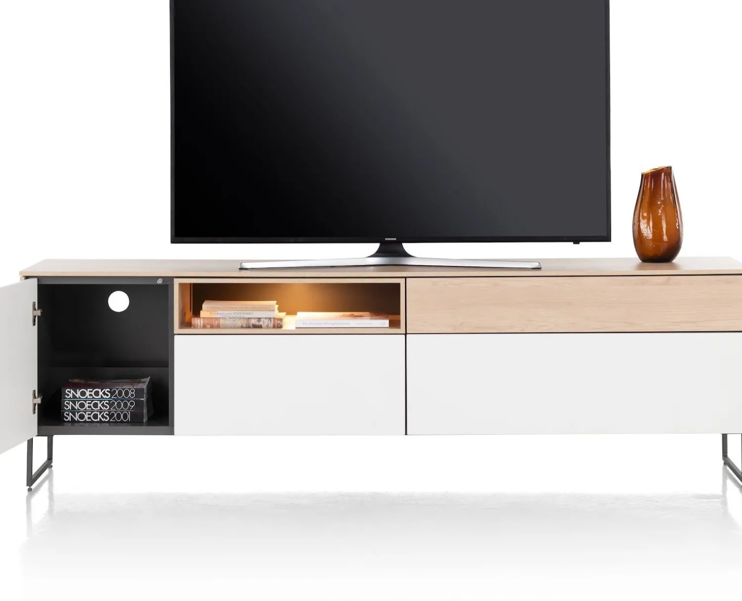 Tv-Meubels-XOOON Lindfield Lowboard Wit, Naturel