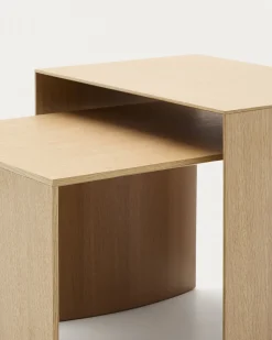 Houten Bijzettafels-Kave Home Litto Bijzettafel Lichtbruin