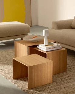 Houten Bijzettafels-Kave Home Litto Bijzettafel Lichtbruin
