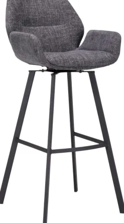 Stoffen Barkrukken|Barkrukken Met Armleuning-Trendhopper Lizz Hoog Barkruk Dark Grey