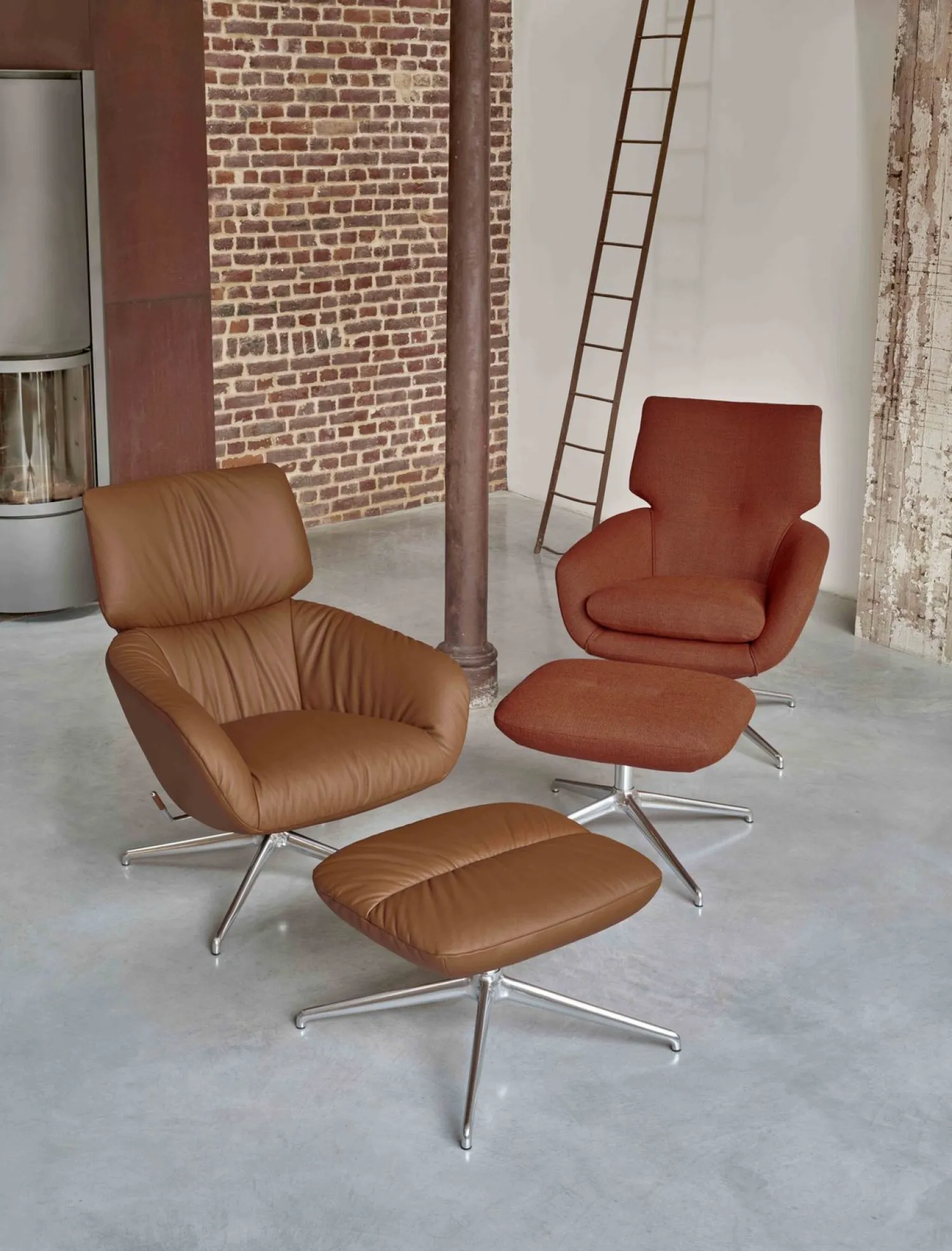 Design Fauteuils|Oorfauteuils-Leolux Lloyd Fauteuil grijs