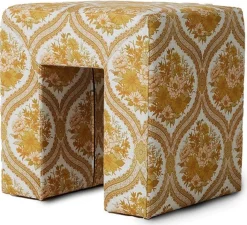 Hockers|Poefs-HKLIVING Lobby Hocker Oranje, Geel, Wit