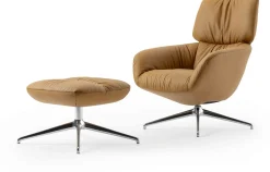 Leren Fauteuils|Draaifauteuils-Leolux Lodey Basic Fauteuil Brown Orange