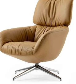 Leren Fauteuils|Relaxfauteuils-Leolux Lodey Plus Fauteuil Brown orange