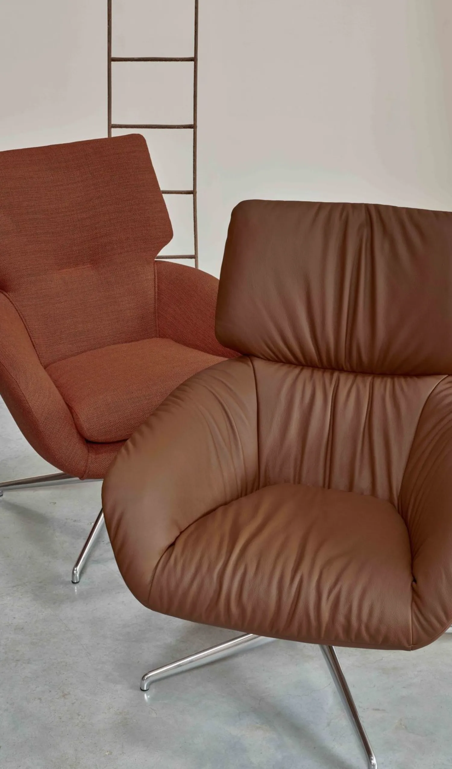 Leren Fauteuils|Relaxfauteuils-Leolux Lodey Plus Fauteuil Brown orange