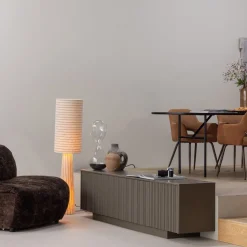 Moderne Vloerlampen|Vloerlampen-WOOOD Loft Strepen Vloerlamp Naturel