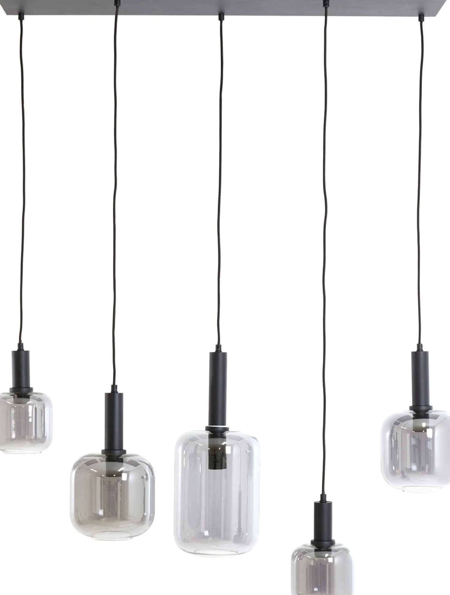 Glazen Hanglampen|Glazen Hanglampen-Trendhopper Loki 5-lichts Hanglamp Zwart, Smoke