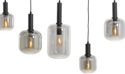 Glazen Hanglampen|Glazen Hanglampen-Trendhopper Loki 5-lichts Hanglamp Zwart, Smoke