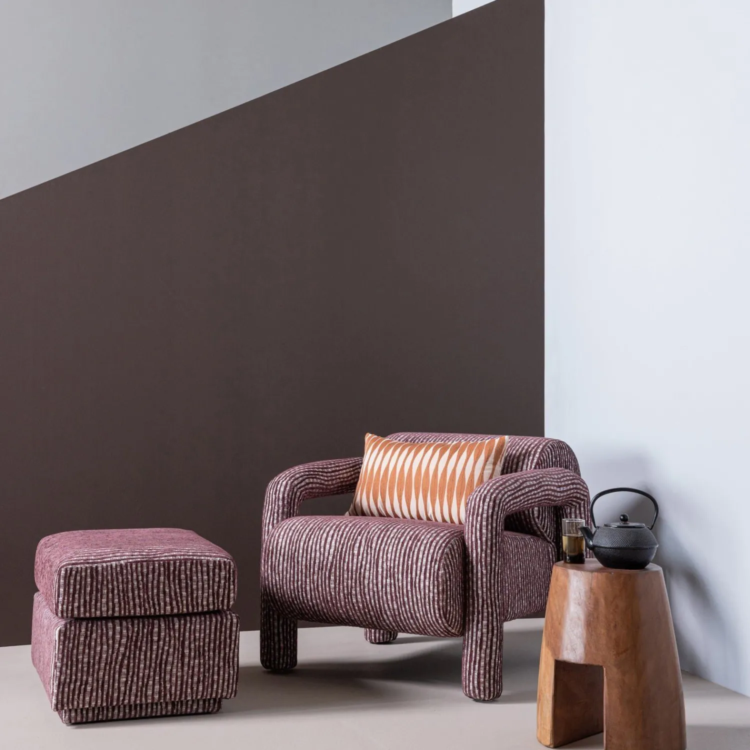 Hockers|Poefs-WOOOD Lou Hocker Bordeauxrood