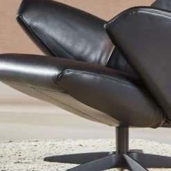 Leren Fauteuils|Relaxfauteuils-Gealux Lucid Relaxfauteuil + Hocker Zwart