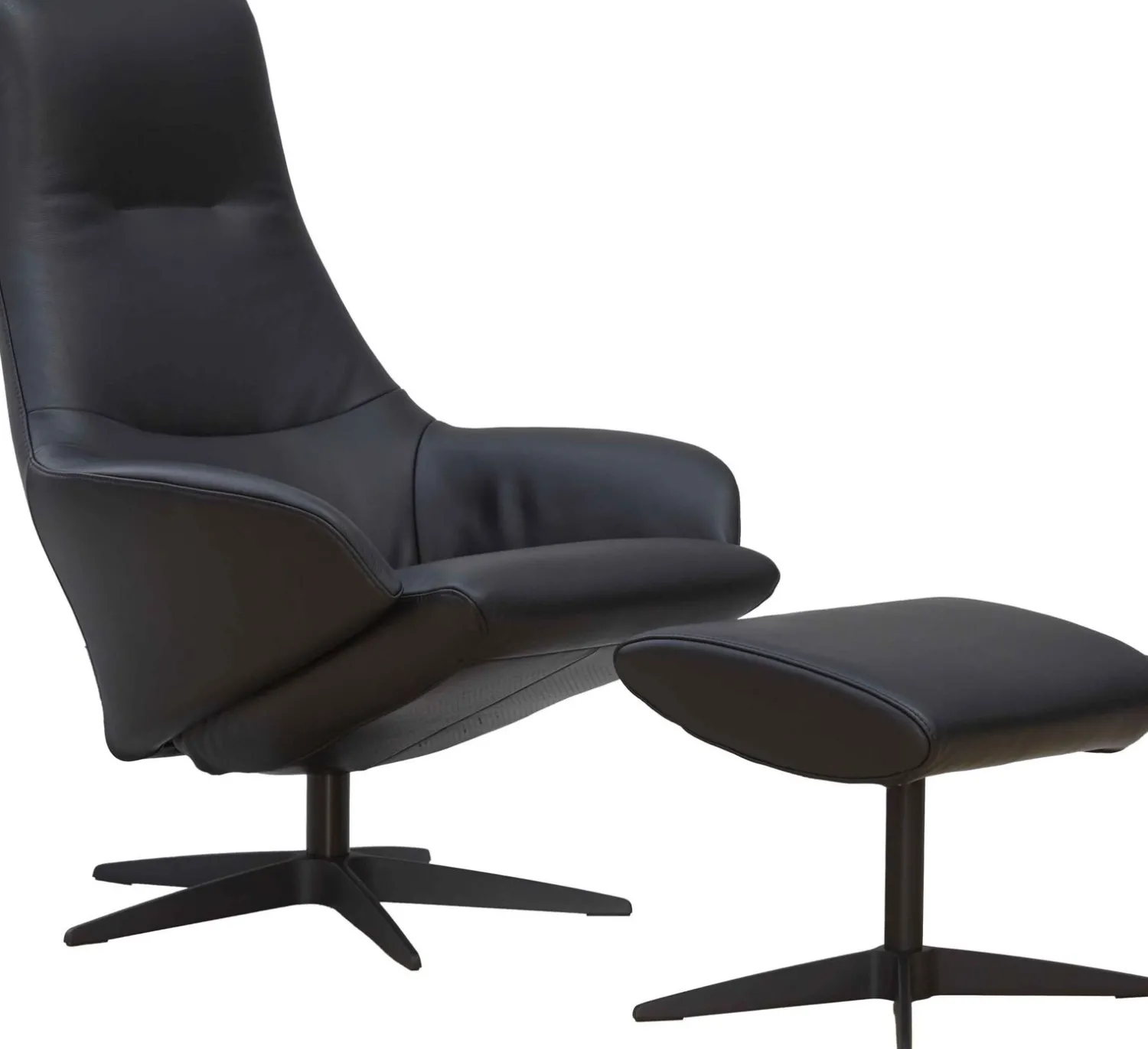 Leren Fauteuils|Relaxfauteuils-Gealux Lucid Relaxfauteuil + Hocker Zwart