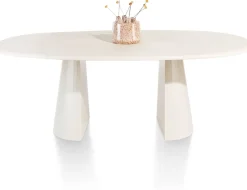 Houten Eettafels|Ovale Eettafels-XOOON Lund Cone Nebbia Eettafel Stone Skin