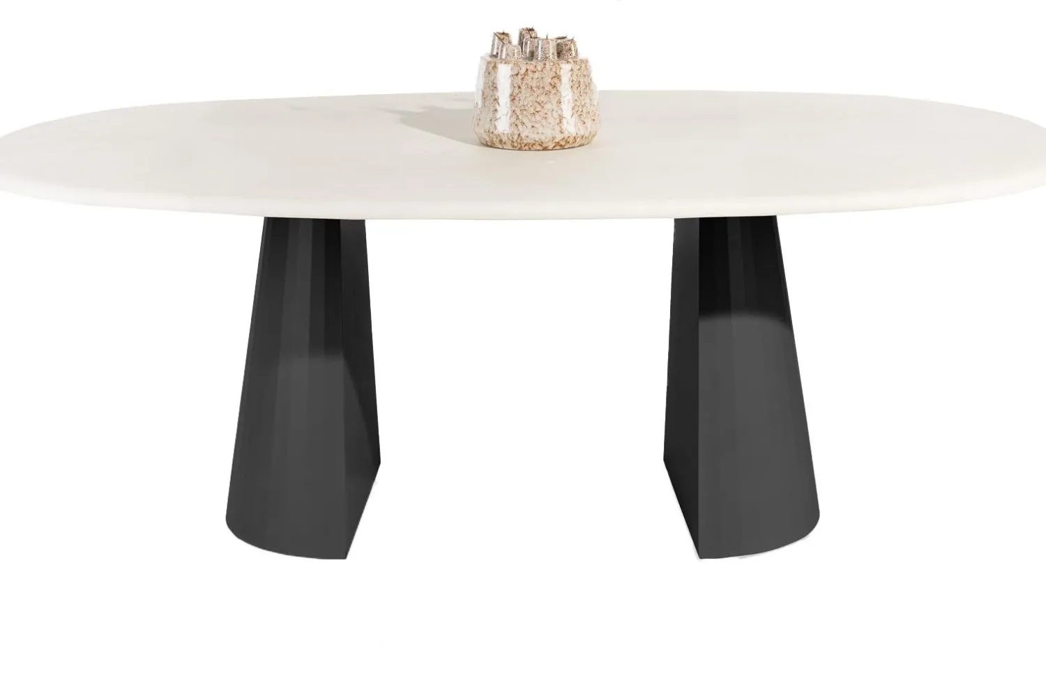 Houten Eettafels|Ovale Eettafels-XOOON Lund Cone Off Black Eettafel Stone Skin