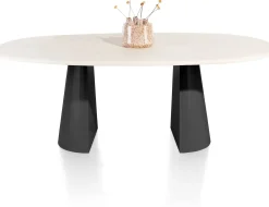 Houten Eettafels|Ovale Eettafels-XOOON Lund Cone Off Black Eettafel Stone Skin