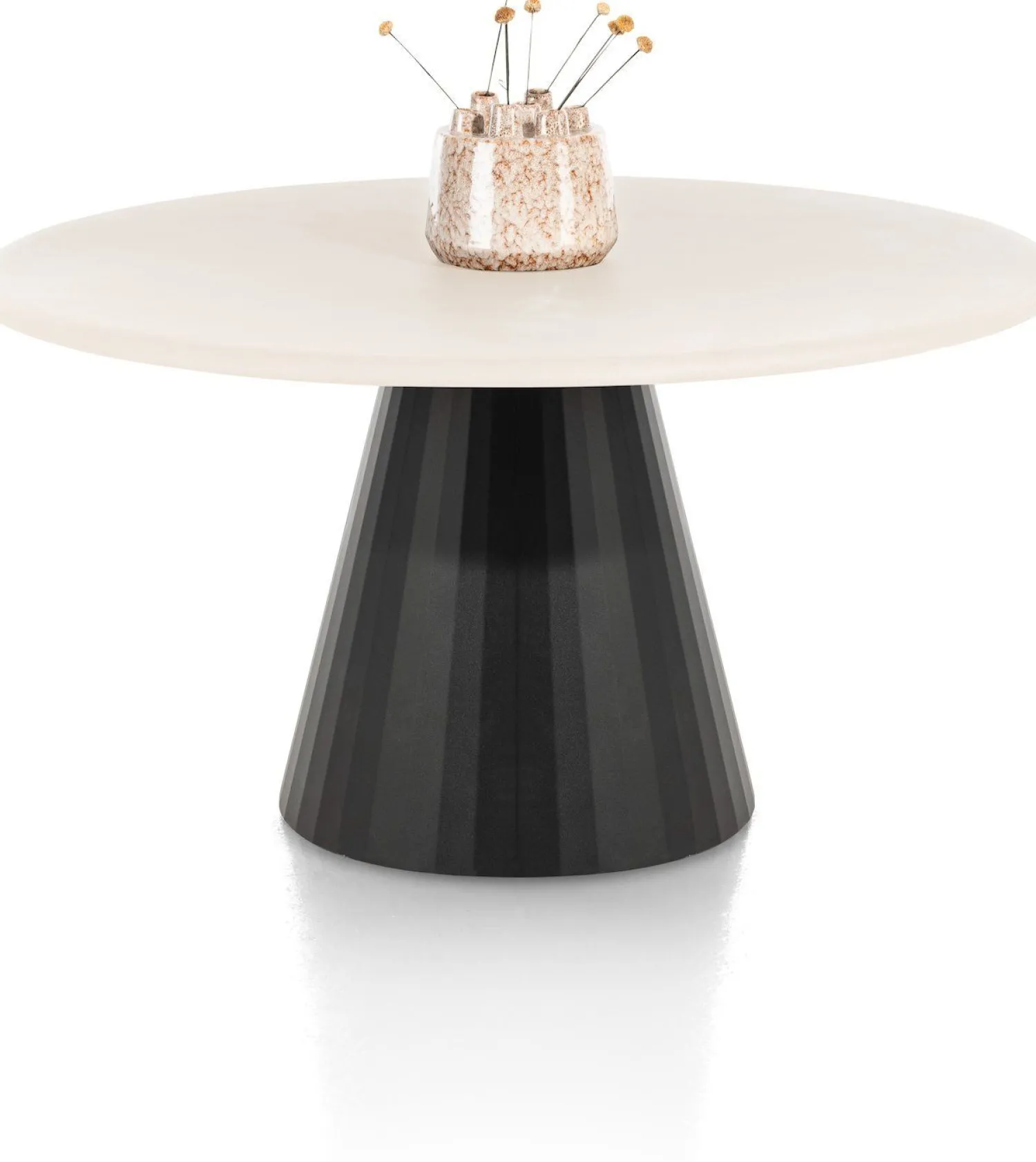 Houten Eettafels|Ronde Eettafels-XOOON Lund Cone Rond Eettafel Stone Skin