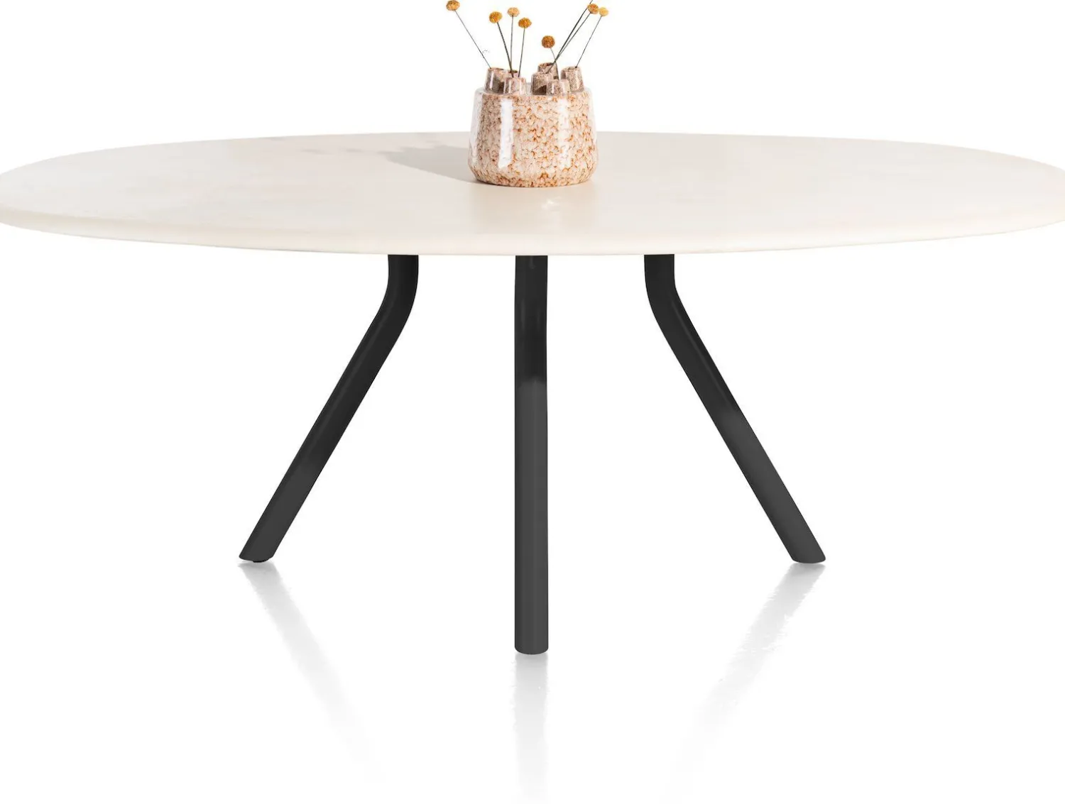 Houten Eettafels|Ovale Eettafels-XOOON Lund 4-poot Off Black Eettafel Stone Skin